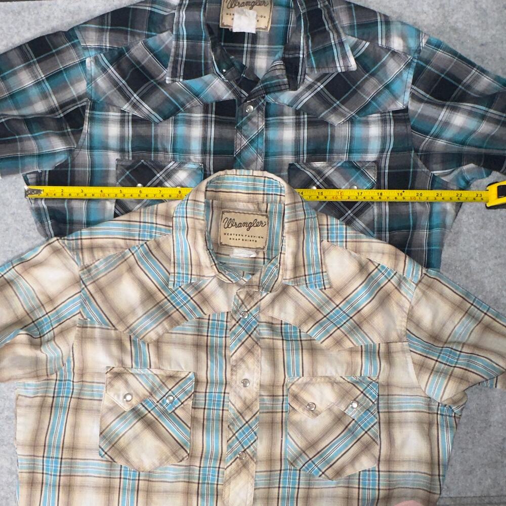 2 Vintage Wrangler Pearl Snap Short Sleeve Shirt Size Med